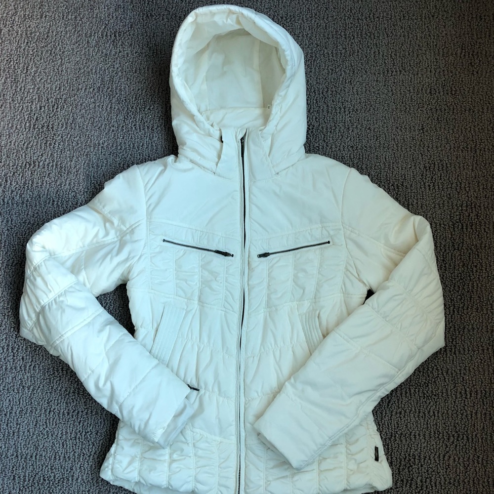 Prana Size Small Hooded Puffer Coat - Cream